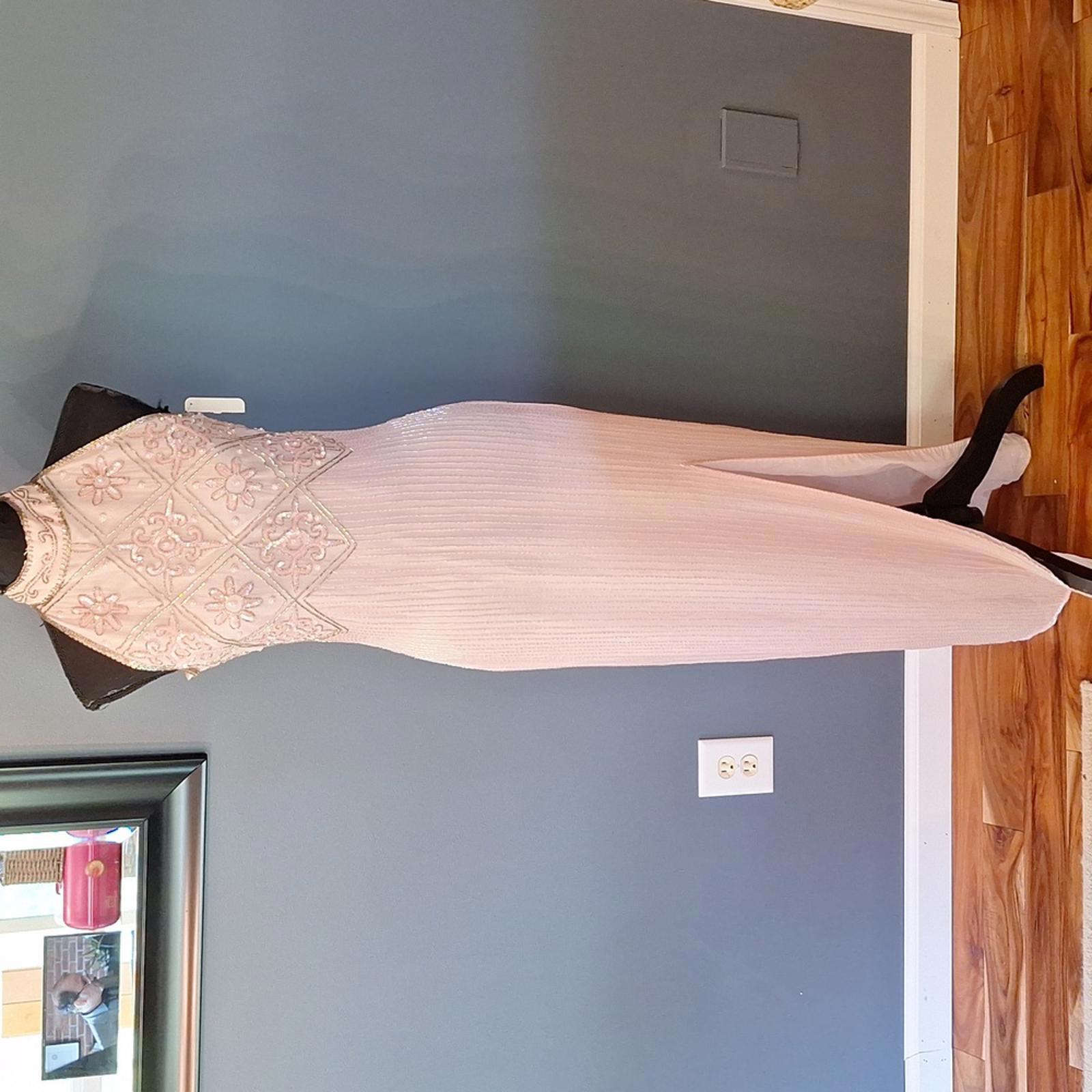 Vintage Nwt Scala Pink Silk Beaded And Sequins Long Gown Dress Size Small